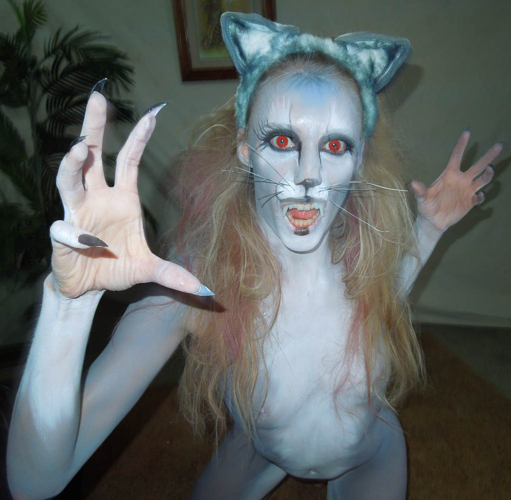 Evil Gray Cat Body Paint